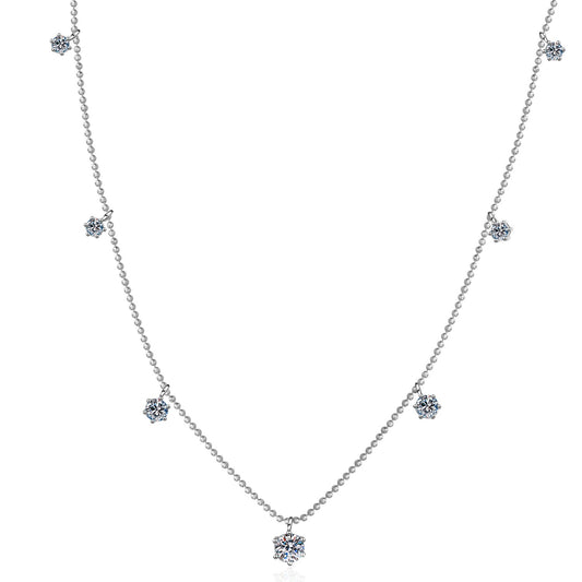 925 Sterling Silver Tassel Moissanite Necklace