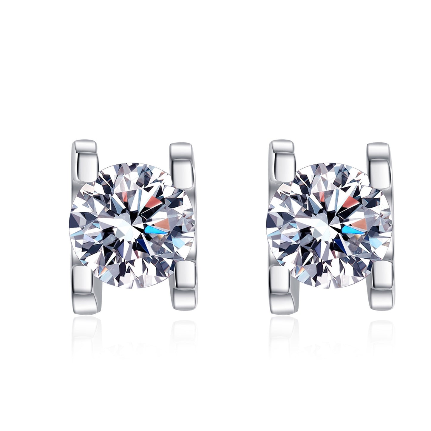 925 Sterling Silver Moissanite Geometric Dainty Stud Earrings