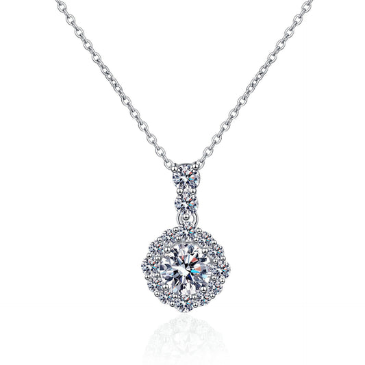 925 Sterling Silver Round Luxury Moissanite Necklace