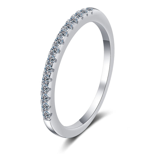 925 Sterling Silver Tennis Moissanite Fixed Ring