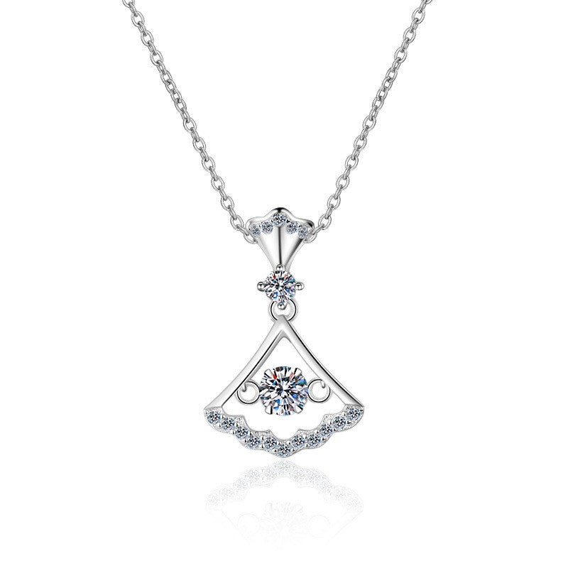 925 Sterling Silver Dancing Moissanite Sectorial Necklace