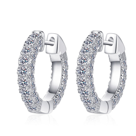 925 Sterling Silver Moissanite Huggie Earrings