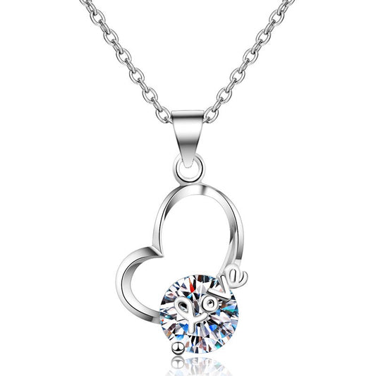 925 Sterling Silver Moissanite Love Heart Pendant Necklace