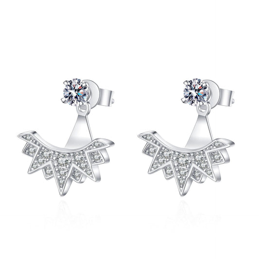 925 Sterling Silver Moissanite Crown Stud Earrings