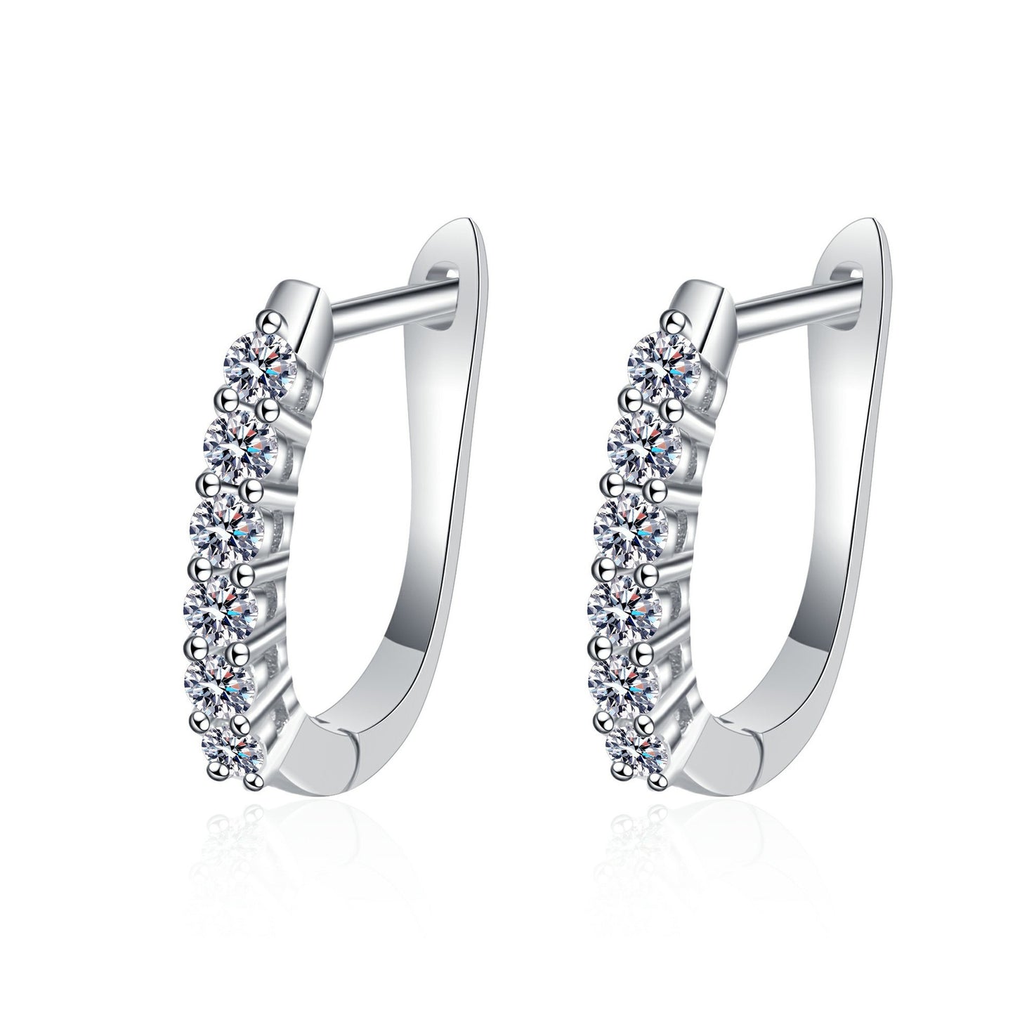 925 Sterling Silver Moissanite Hoop Earrings