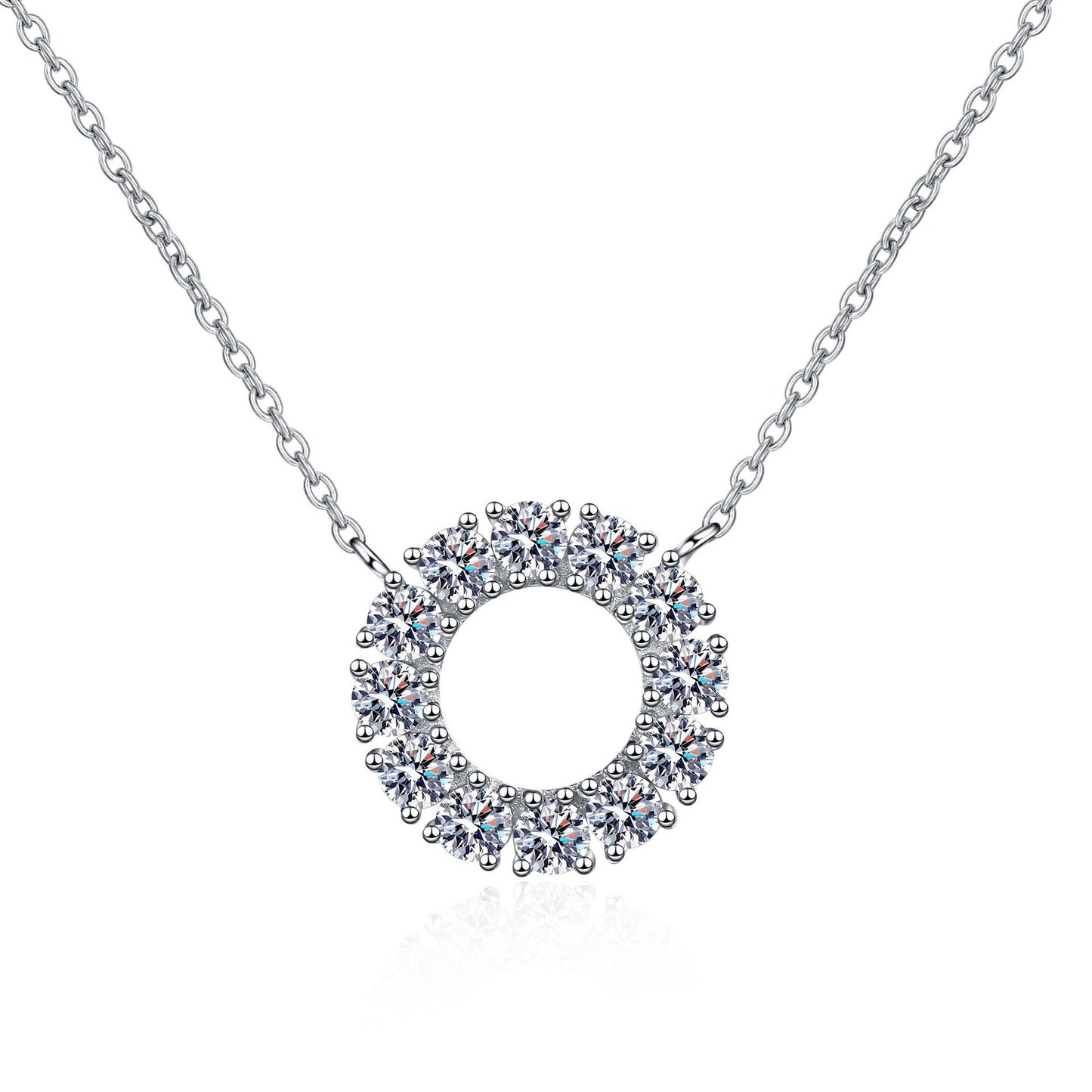 925 Sterling Silver Moissanite Circle Necklace