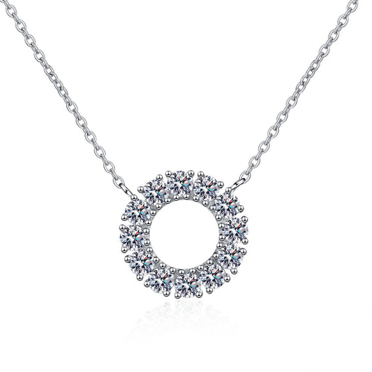 925 Sterling Silver Moissanite Circle Necklace