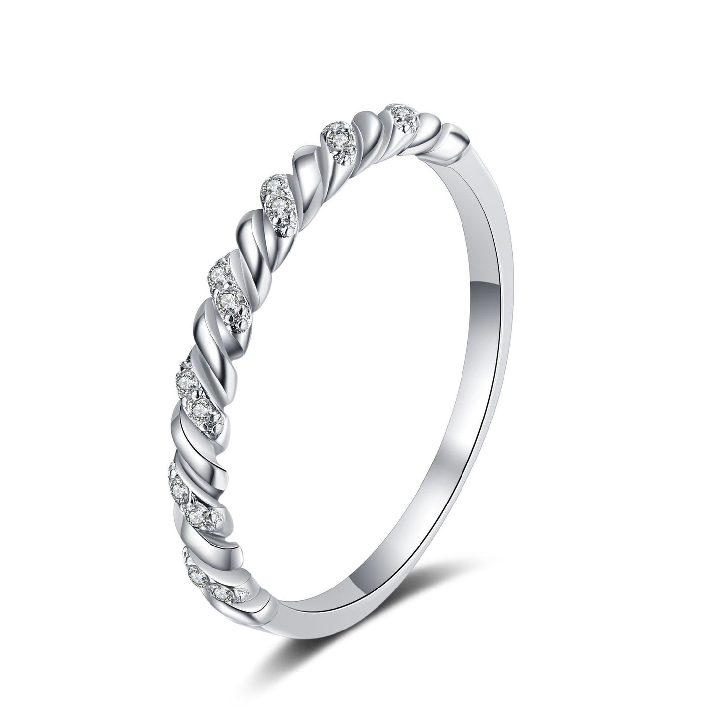 925 Sterling Silver Moissanite Twist Ring