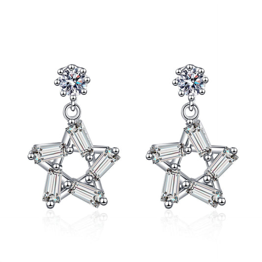 925 Sterling Silver Moissanite Star Stud Earrings