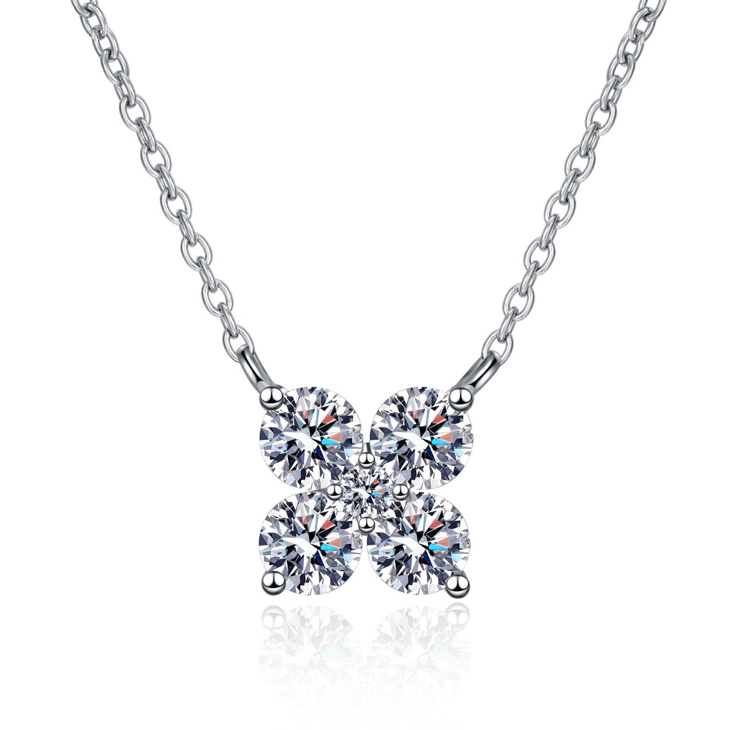 925 Sterling Silver 4 Round Moissanite Necklace