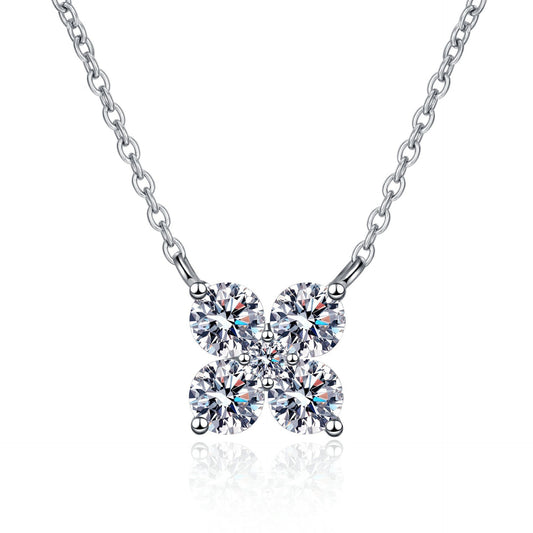 925 Sterling Silver 4 Round Moissanite Necklace