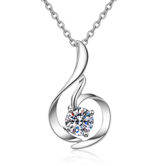 925 Sterling Silver Moissanite Minimalist Swan Necklace