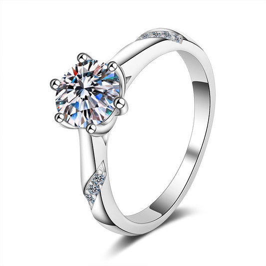 925 Sterling Silver Moissanite Classical Engagement Ring