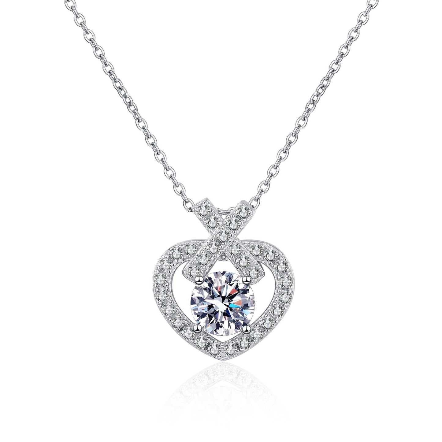 925 Sterling Silver Heart Moissanite Romantic Necklace