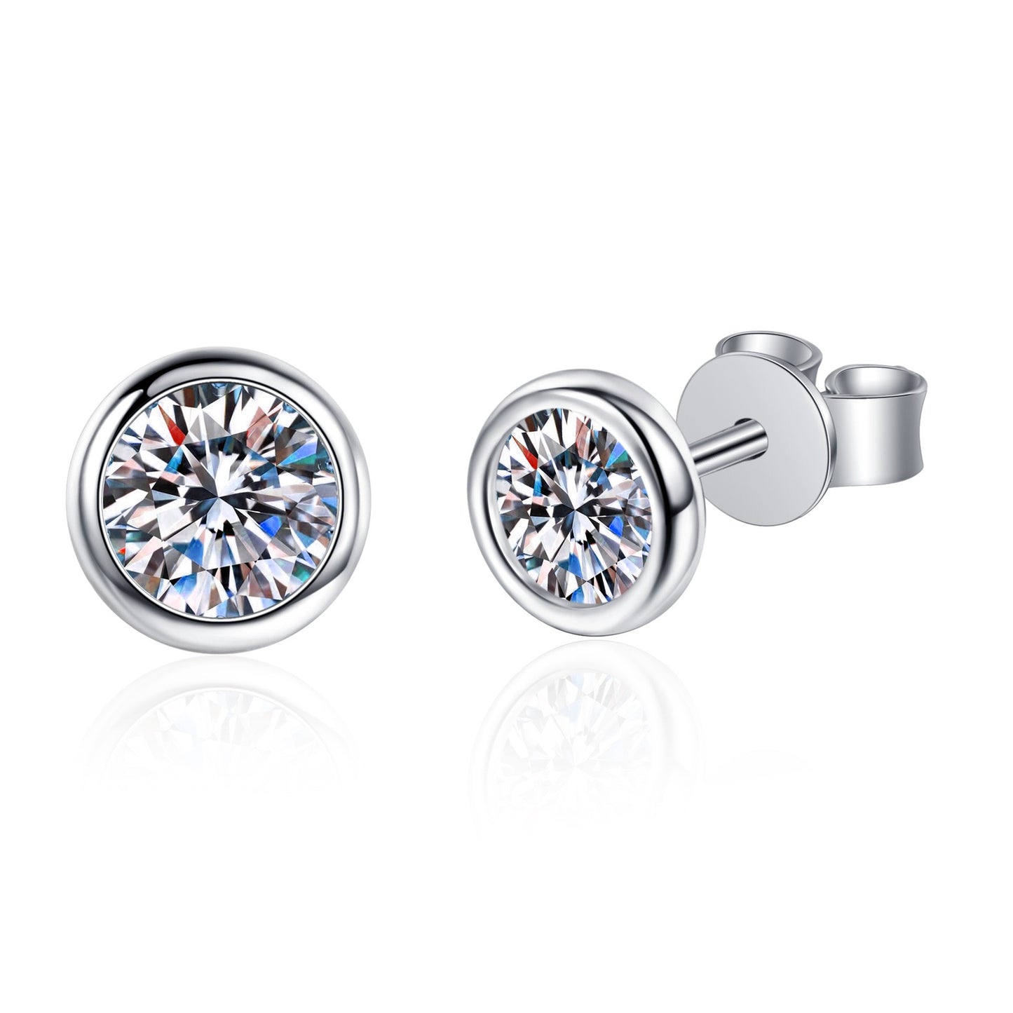 925 Sterling Silver Round Moissanite Classical Stud Earrings