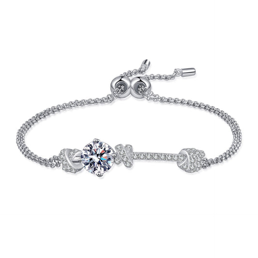 925 Sterling Silver Adjustable Moissanite Knot Bracelet for Women Girl