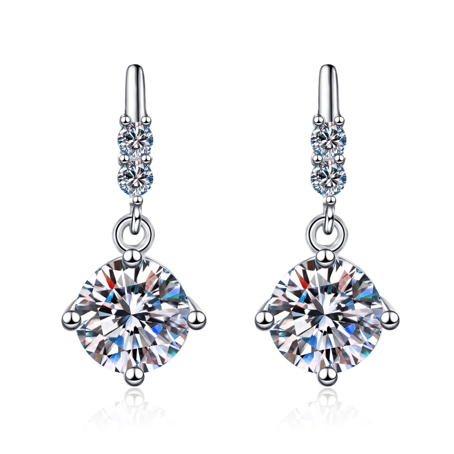 925 Sterling Silver Moissanite Drop Post Earrings