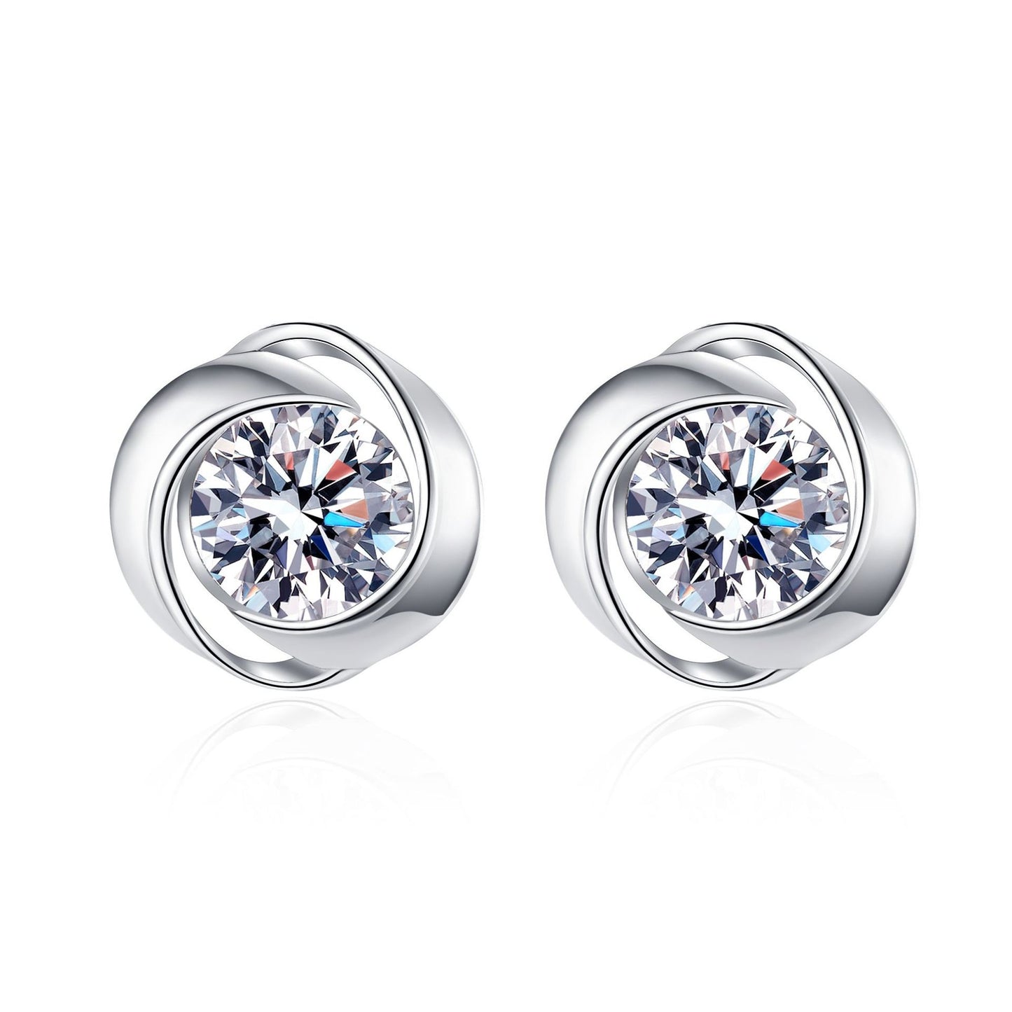 925 Sterling Silver Moissanite Circle Stud Earrings