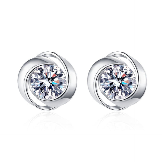 925 Sterling Silver Moissanite Circle Stud Earrings