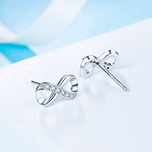 925 Sterling Silver Love Infinity Earrings Jewelry Gift for Women Girl