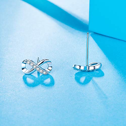 925 Sterling Silver Love Infinity Earrings Jewelry Gift for Women Girl