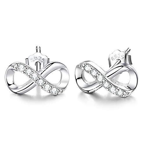 925 Sterling Silver Love Infinity Earrings Jewelry Gift for Women Girl