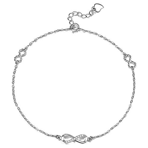 925 Sterling Silver Infinity Anklet Foot Bracelet Jewelry Gift for Women Girls