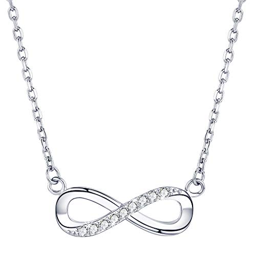 925 Sterling Silver Love Infinity Pendant Necklace Jewelry Gift for Women Girls