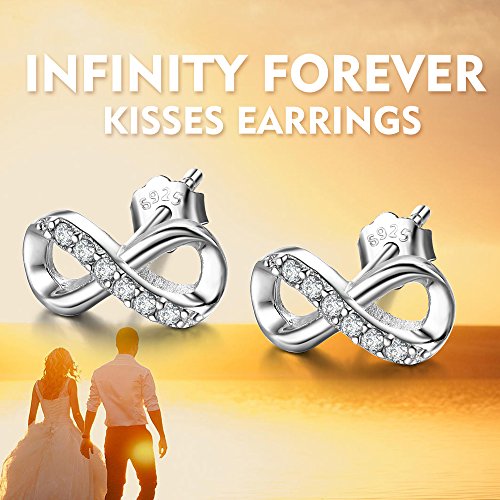 925 Sterling Silver Love Infinity Earrings Jewelry Gift for Women Girl